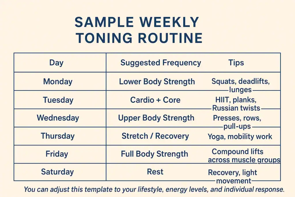 Achieving the Perfect Tone: How Often Should You Exercise for Results? 4 Weekly exercise Dover plan graphic